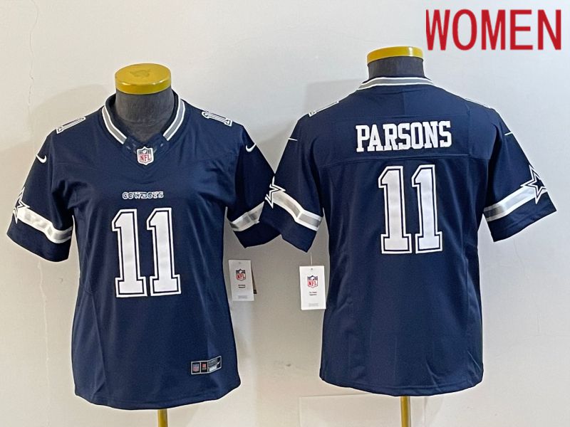 Women Dallas Cowboys #11 Parsons Blue 2023 Nike Vapor Limited NFL Jersey style 4